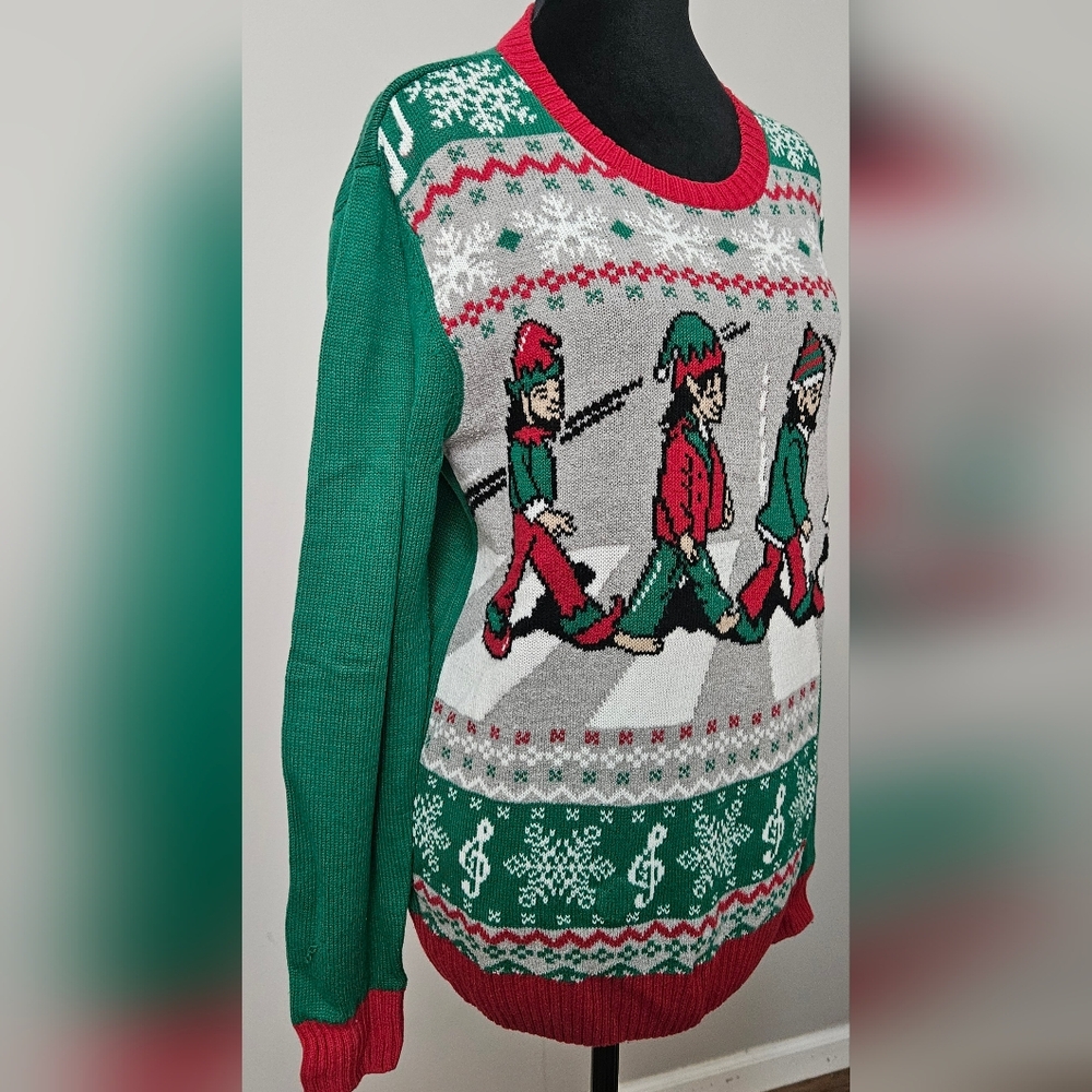 Ugly Christmas Sweater- Beatles Abbey Road Sweater- Size S (LIGHTS UP!) - Picture 3 of 6